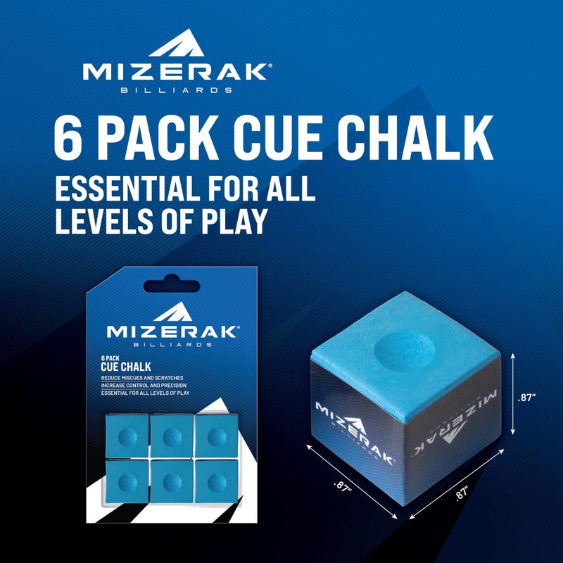 Mizerak Tournament-Grade Cue Chalk â€“ 6 Pack â€“ Pool Chalk Cubes for Accuracy, Cue Ball Control, and Reduced Miscues â€“ Must-Have Pool Accessory - Image 2